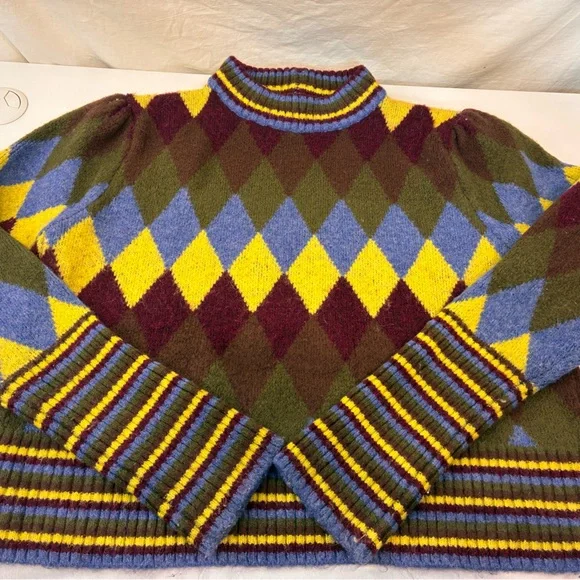 Zara Multicolor Argyle Turtleneck Sweater - Picture 5 of 6